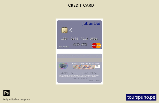 lista para imprimir plantilla de tarjeta mastercard del banco Mónaco Julius Bär 